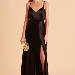 Jay Dress - Black Shiny Satin